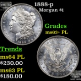 1888-p Morgan Dollar $1 Grades Select Unc+ PL