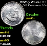 1952-p Wash/Car Old Commem Half Dollar 50c Grades Select+ Unc