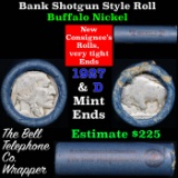 Buffalo Nickel Shotgun Roll in Old Bank Style 'Bell Telephone'  Wrapper 1927 & D Mint Ends