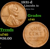 1931-d Lincoln Cent 1c Grades xf