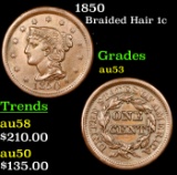 1850 Braided Hair Large Cent 1c Grades Select AU