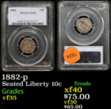 PCGS 1882-p Seated Liberty Dime 10c Graded vf35 By PCGS