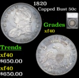 1820 Capped Bust Half Dollar 50c Graded xf40 BY SEGS