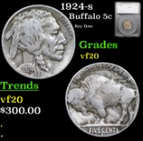 1924-s Buffalo Nickel 5c Graded vf20 By SEGS