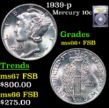 1939-p Mercury Dime 10c Graded GEM++ FSB By USCG