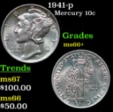 1941-p Mercury Dime 10c Grades GEM++ Unc