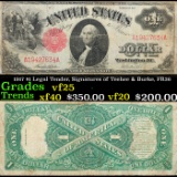 1917 $1 Legal Tender, Signatures of Teehee & Burke, FR36 Grades vf+