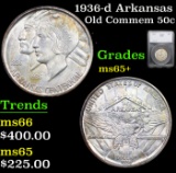 1936-d Arkansas Old Commem Half Dollar 50c Graded ms65+ BY SEGS