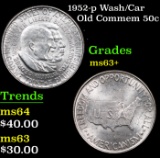 1952-p Wash/Car Old Commem Half Dollar 50c Grades Select+ Unc