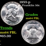 1955-p Franklin Half Dollar 50c Grades Choice Unc FBL