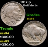 1917-p Buffalo Nickel 5c Grades Choice Unc