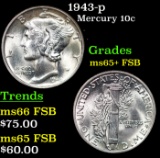 1943-p Mercury Dime 10c Grades GEM+ FSB