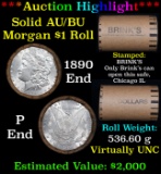 ***Auction Highlight***  AU/BU Slider Brinks Shotgun Morgan $1 Roll 1890 & P Ends Virtually UNC (fc)