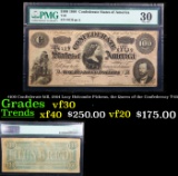 $100 Confederate bill, 1864 Lucy Holcombe Pickens, the Queen of the Confederacy T-65 Graded vf30 By