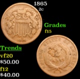 1865 Two Cent Piece 2c Grades f+