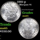 1881-p Morgan Dollar $1 Grades GEM Unc