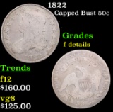 1822 Capped Bust Half Dollar 50c Grades f details