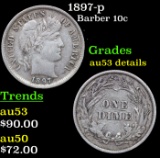 1897-p Barber Dime 10c Grades AU Details