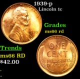 1939-p Lincoln Cent 1c Grades GEM+ Unc RD