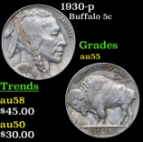 1930-p Buffalo Nickel 5c Grades Choice AU