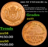 1863 NY Civil War Token F-NY-630-BU-3a 1c Grades Choice AU