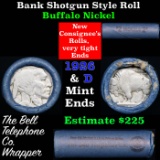 Buffalo Nickel Shotgun Roll in Old Bank Style 'Bell Telephone'  Wrapper 1926 & D Mint Ends