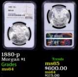 NGC 1880-p Morgan Dollar $1 Graded ms64 By NGC