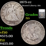 1875-cc Twenty Cent Piece 20c Graded f15 By SEGS