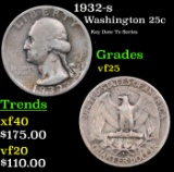 1932-s Washington Quarter 25c Grades vf+