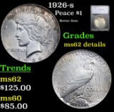 1926-s Peace Dollar $1 Graded ms62 details BY SEGS
