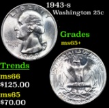 1943-s Washington Quarter 25c Grades GEM+ Unc