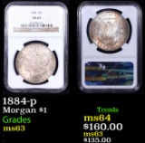 NGC 1884-p Morgan Dollar $1 Graded ms63 By NGC