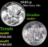 1945-p Mercury Dime 10c Grades GEM+ Unc