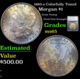 1885-o Morgan Dollar Colorfully Toned $1 Graded ms65 By SEGS