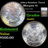 1886-p Morgan Dollar Rainbow Toned $1 Graded ms65 By SEGS