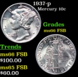 1937-p Mercury Dime 10c Grades GEM+ FSB