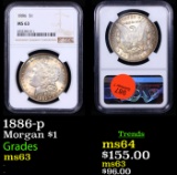 NGC 1886-p Morgan Dollar $1 Graded ms63 By NGC