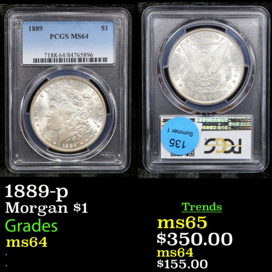 PCGS 1889-p Morgan Dollar $1 Graded ms64 By PCGS