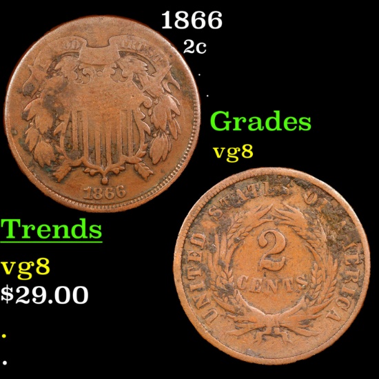 1866 Two Cent Piece 2c Grades vg, very good