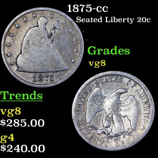 1875-cc Twenty Cent Piece 20c Grades vg, very good