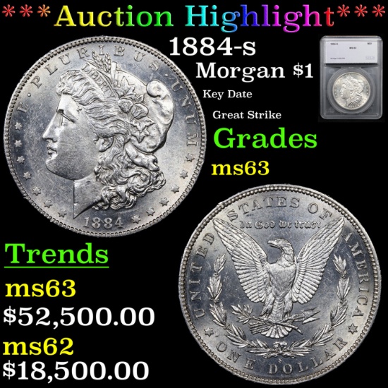 ***Auction Highlight*** 1884-s Morgan Dollar $1 Graded ms63 By SEGS (fc)