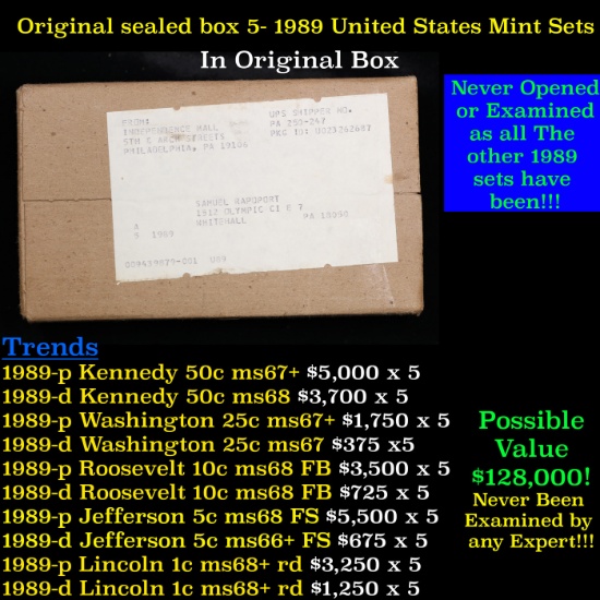 Original sealed box 5- 1989 United States Mint Sets