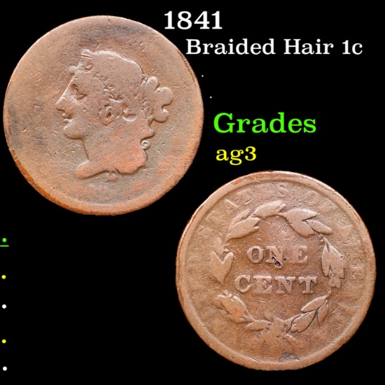 1841 Braided Hair Large Cent 1c Grades ag
