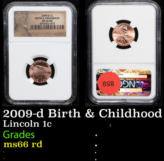 NGC 2009-d Birth & Childhood Lincoln Cent 1c Graded ms66 rd By NGC