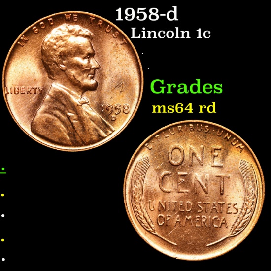 1958-d Lincoln Cent 1c Grades Choice Unc RD