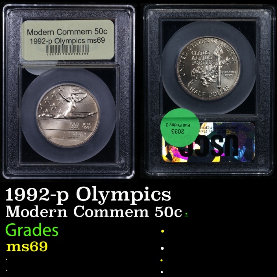 1992-p Olympics Modern Commem Half Dollar 50c Graded ms69 By USCG