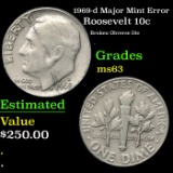1969-d Roosevelt Dime Major Mint Error 10c Grades Select Unc