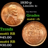 1930-p Lincoln Cent 1c Grades Choice+ Unc RB