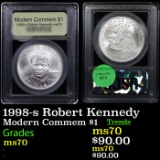 1998-s Robert Kennedy Modern Commem Dollar $1 Graded ms70, Perfection By USCG