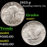 1923-p Standing Liberty Quarter 25c Grades Select+ Unc